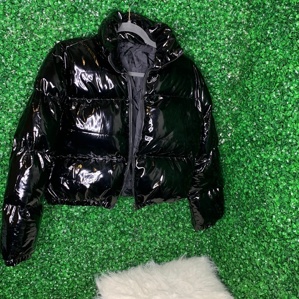 Black bubble bomber jacket